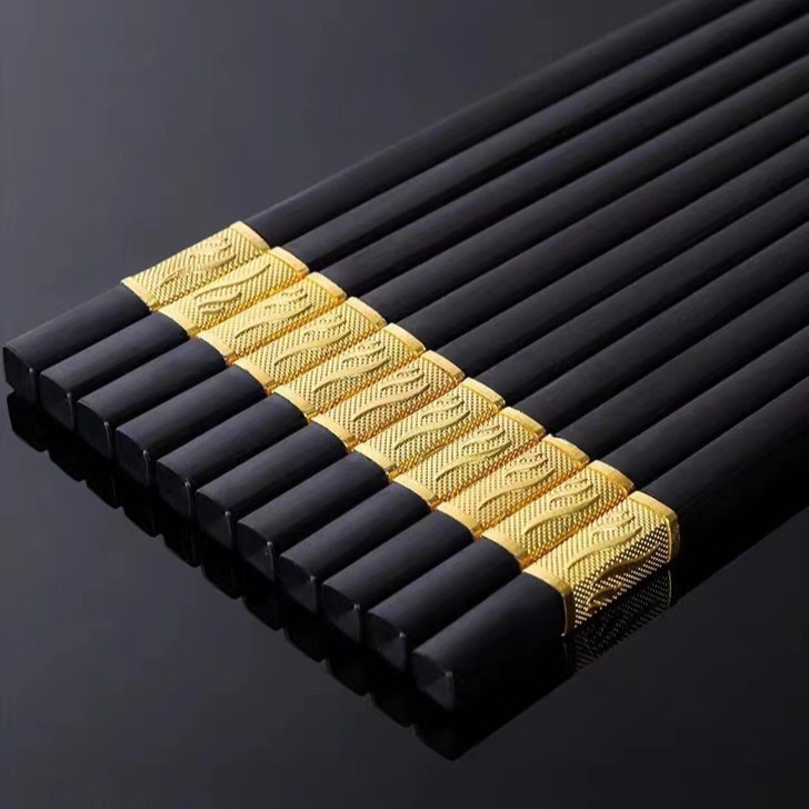 Palillos de aleación Jinfu Palillos domésticos sin cera Juego de palillos de aleación de acero inoxidable con punta puntiaguda antideslizante 10 pares de gama alta para el hogar