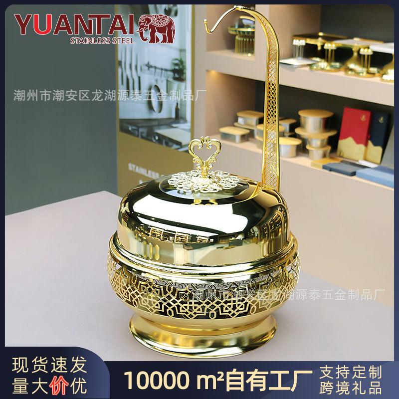 跨境不锈钢金色吊炉豪华酒店保温炉餐厅自助悬挂餐炉chafing dish