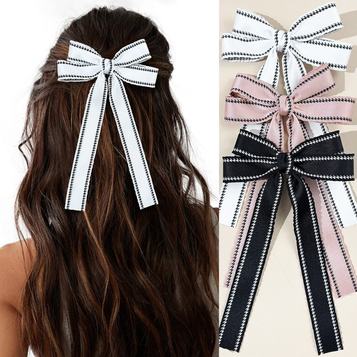 13g Weight Sweet Women's Bow Knot Ribbon Hair Clip