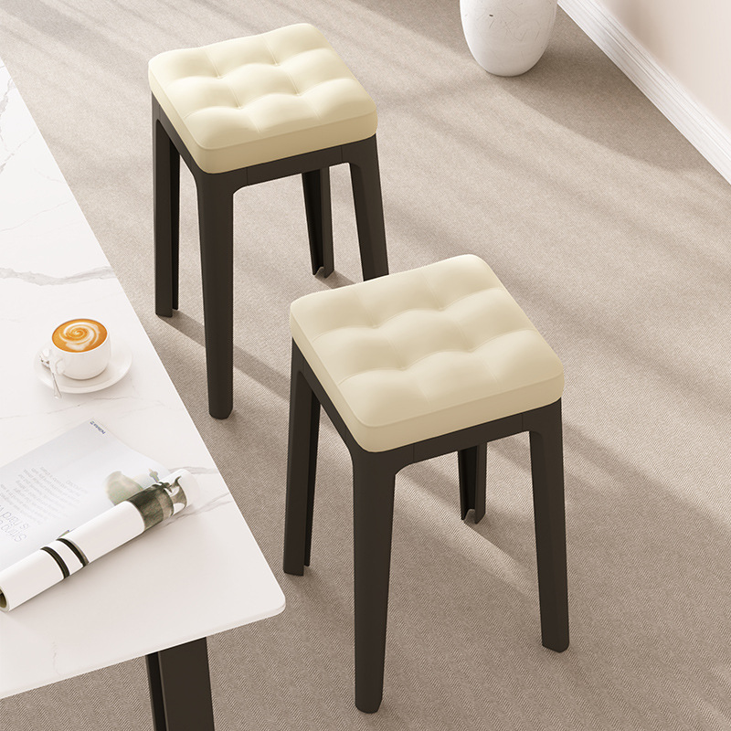 源头凳子家用塑料加厚圆凳现代简约书桌凳餐厅椅子矮凳备用可叠放