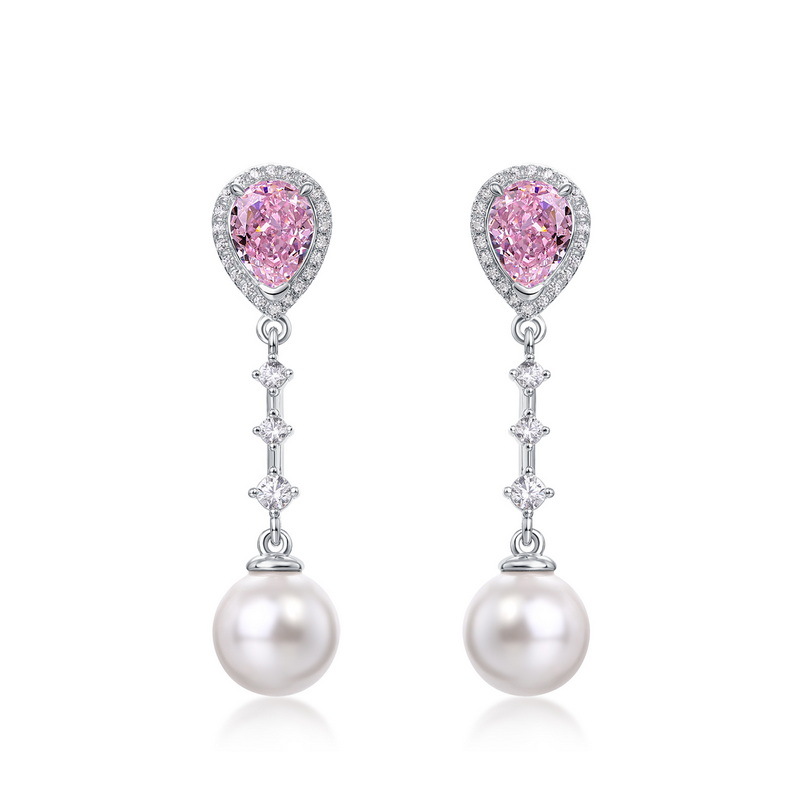 Wilsheng joyería nueva S925 Plata Flor de Hielo corte de alto carbono pendientes de diamantes de gama alta pendientes de la boda de las mujeres de gama alta pendientes