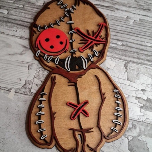 跨境热销Voodoo doll wooden sign巫毒娃娃木牌通灵板万圣节装饰