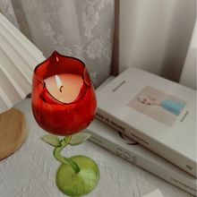 法式浪漫玫瑰花玻璃高脚杯香薰蜡烛微醺高级卧室结婚礼物烛光晚餐