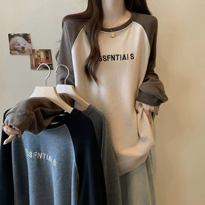 Теплая флисовая кофта оверсайз с рукавами реглан, новая осенне-зимняя модель, свободный крой, стройнящая, с длинными рукавами, для женщин.