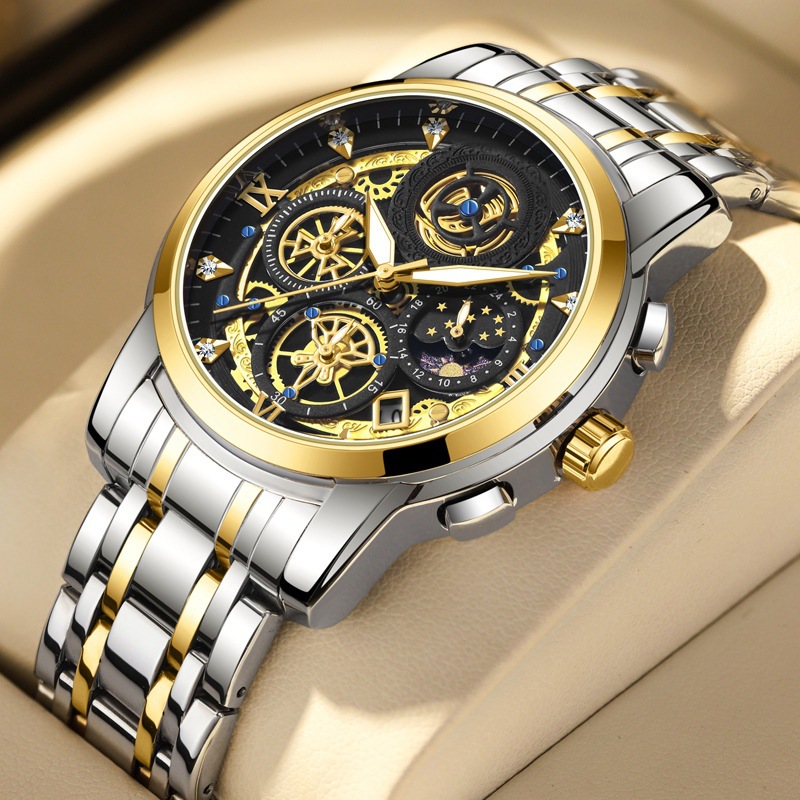 外贸跨境爆款手表男士防水夜光多功能腕表速卖通石英表男watch