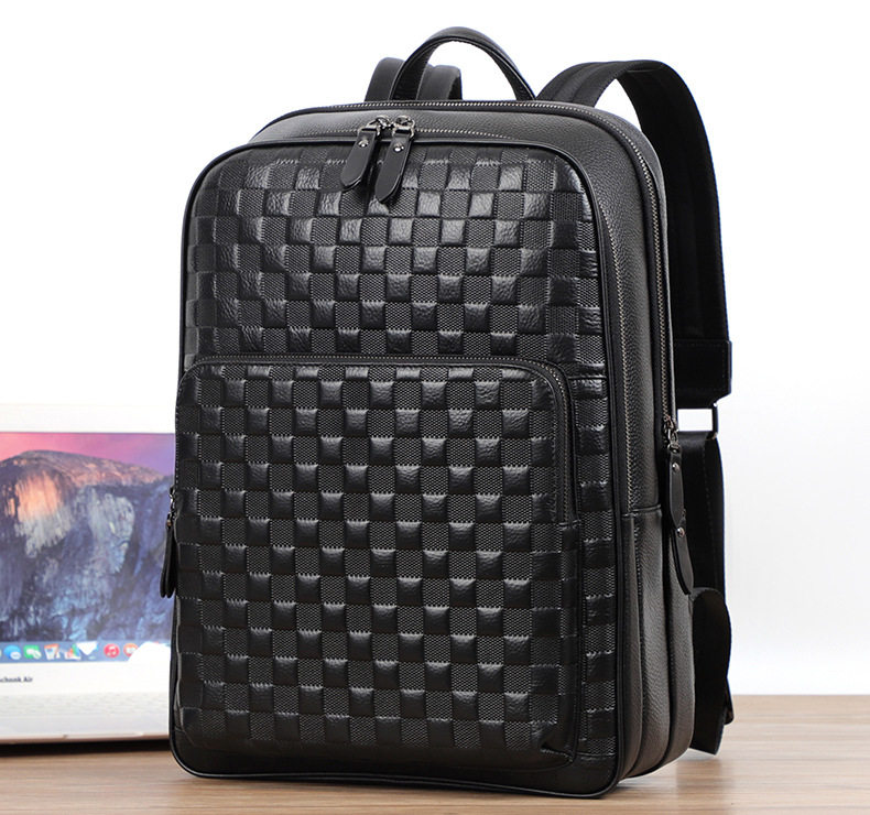 Ba lô nam da bò thật dung tích lớn 15.6 inch đựng laptop, túi du lịch 30×17×41 cm — Màu đen 1, Màu đen 2 chi tiết 6