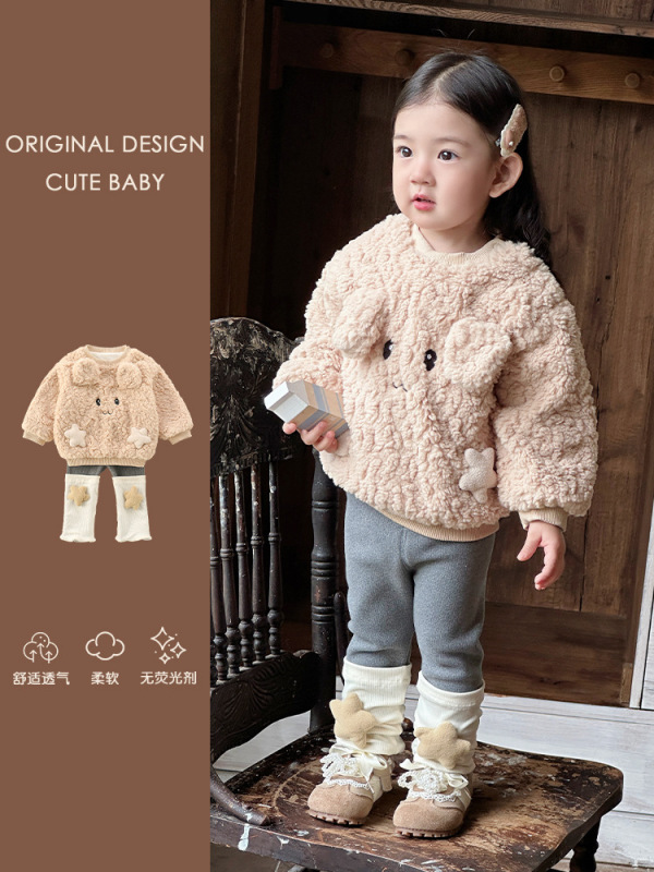 婴儿衣服秋冬季毛毛卫衣两件套外出服新生初冬超萌可爱女宝宝套装|undefined