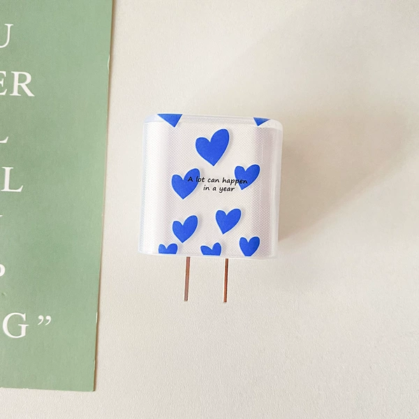 Apple 20w-Multiple Royal Blue Love Hearts [Black Version] Charger Set