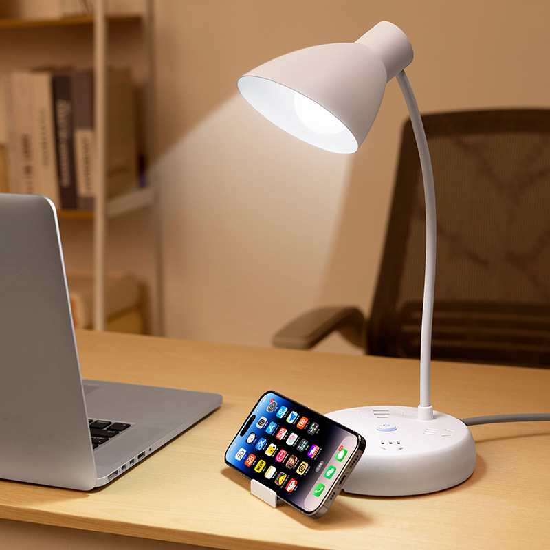 다기능 책상 램프 소켓 학생 기숙사 눈 보호 연구 램프 침대 옆 야간 조명 컨버터 플러그 USB 충전