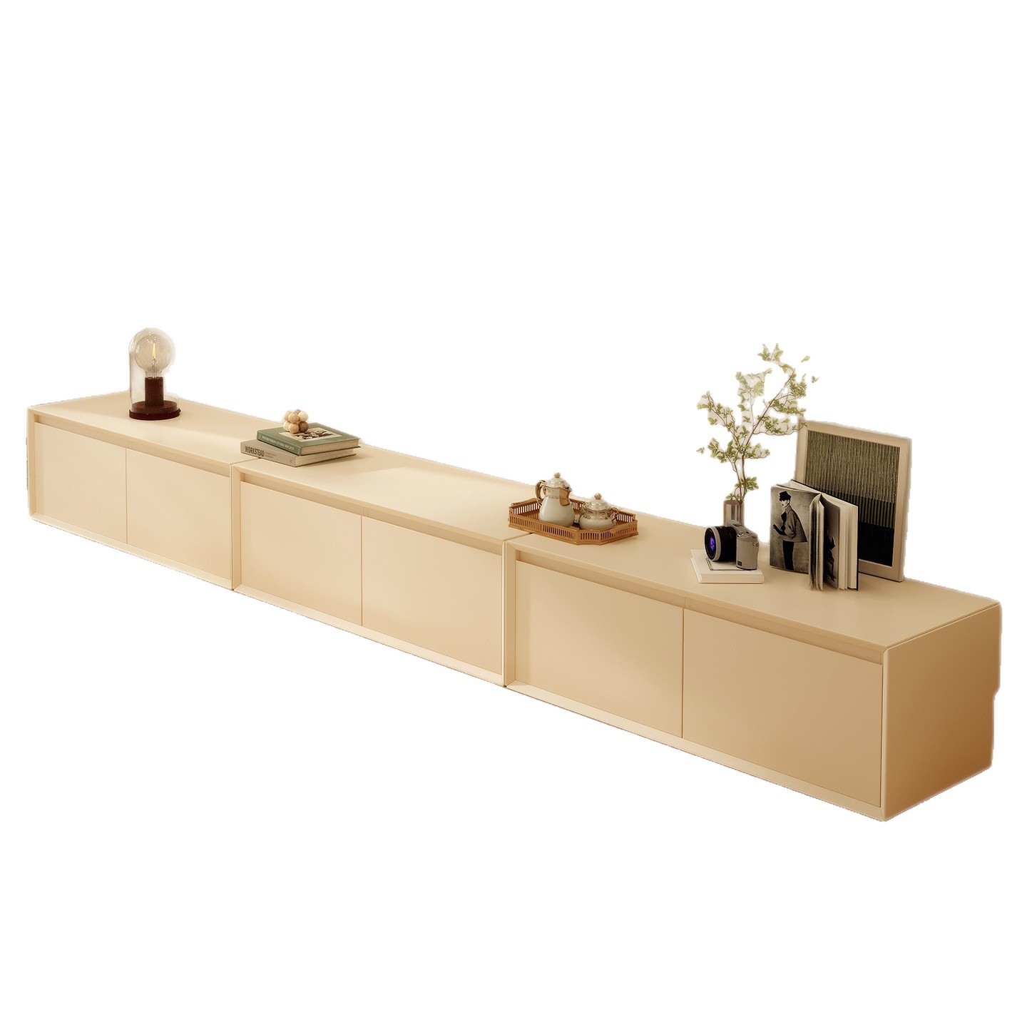 Gabinete de televisión sala de estar doméstica 2025 nuevo tipo de casa pequeña crema viento suelo almacenamiento armario de almacenamiento en un gabinete de televisión