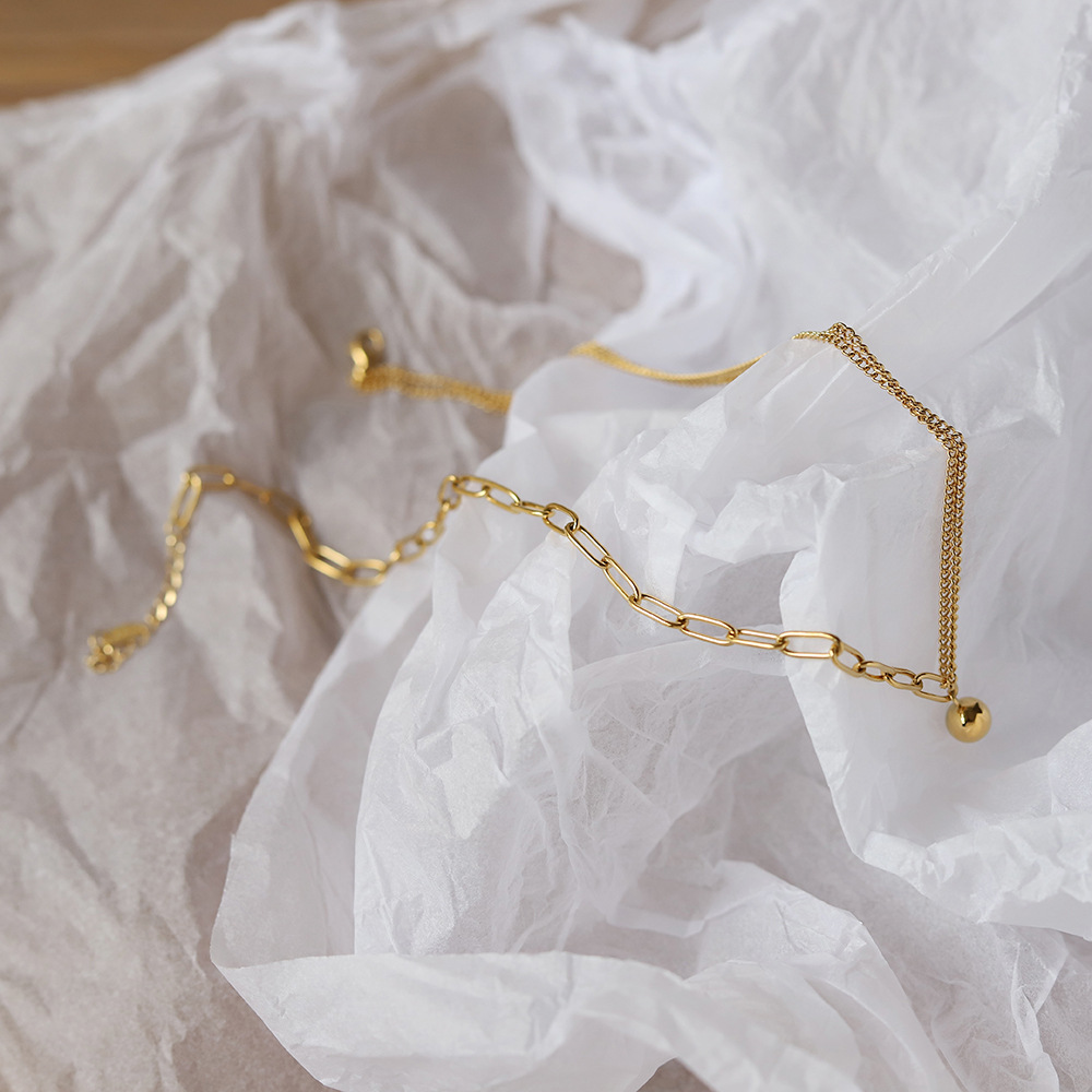 Fashion Solid Color Titanium Steel Gold Plated Necklace 1 Piece