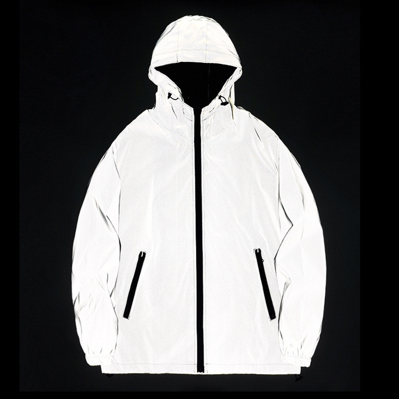 Popular Foreign Trade Reflective Cycling Jacket with Hood, Men's Trendy Fashion Performance Clothing, Solid Color Outerwear Wholesale Popular Foreign Trade Reflective Cycling Jacket with Hood, Men's Trendy Fashion Performance Clothing, Solid Color Outerwear Wholesale