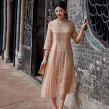 旗袍新款2024年刺绣汉服日常中国风女装新中式唐装复古气质连衣裙