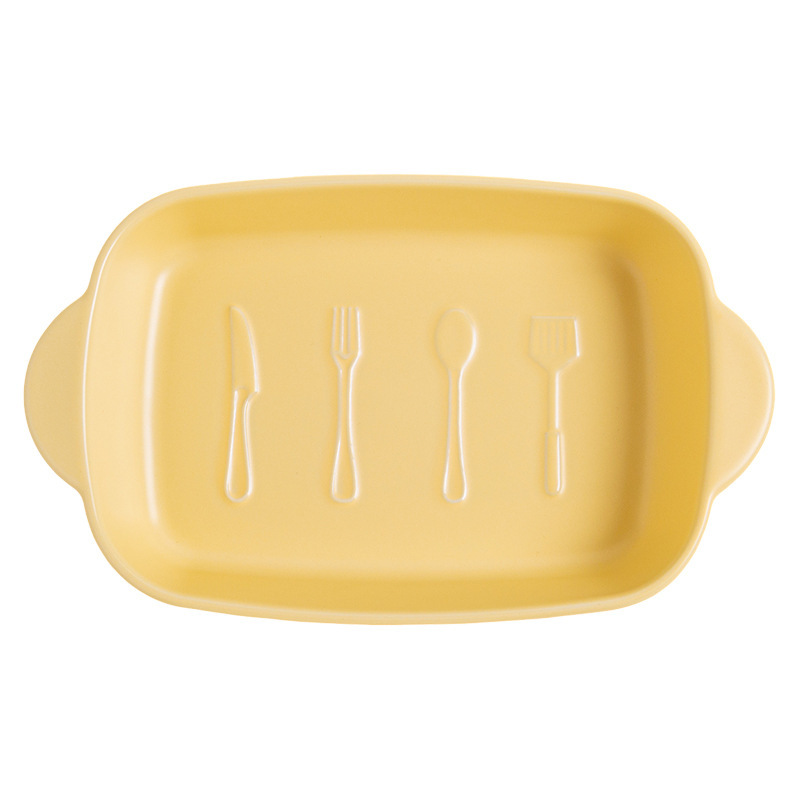 Tazón especial para freidora de aire de alta temperatura de cerámica resistente de doble oído tazón para hornear hogar bandeja para hornear fresca mano-pellizcar plato irregular