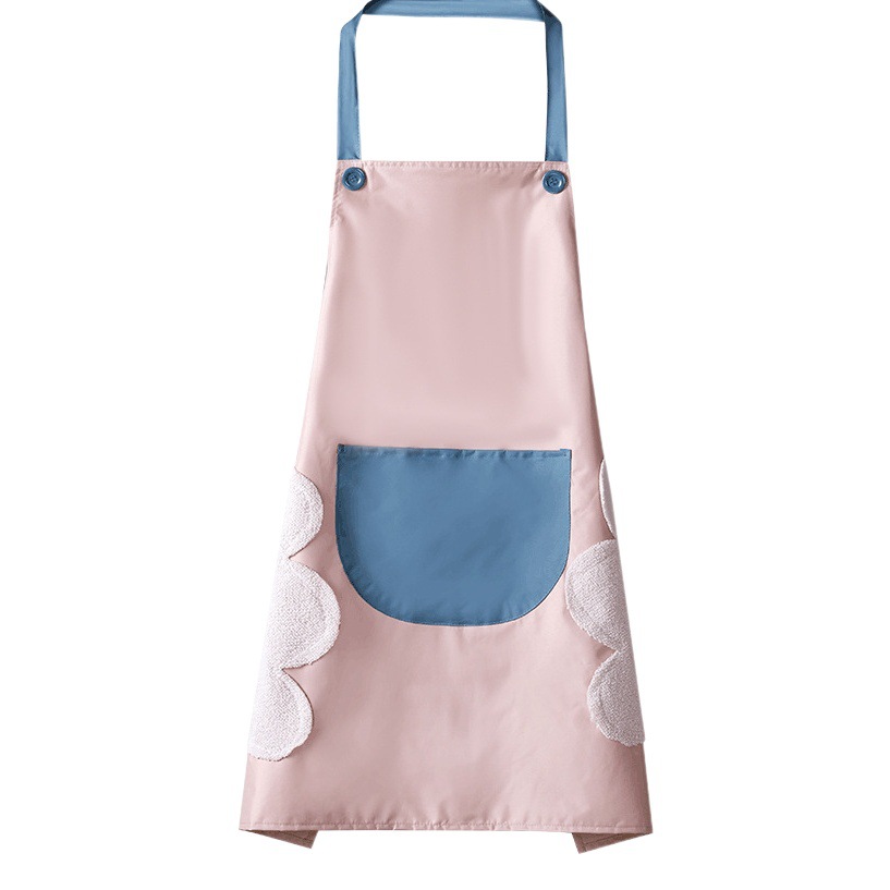 Venta al por mayor adulto delantal mujer impermeable a prueba de aceite cocina hogar borrable mano nueva moda promocional cintura impresión LOGO