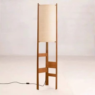 Chinese Retro Walnut Color Japanese Living Room Sofa Zen Solid Wood Personalized Art Bedroom Study Floor Lamp