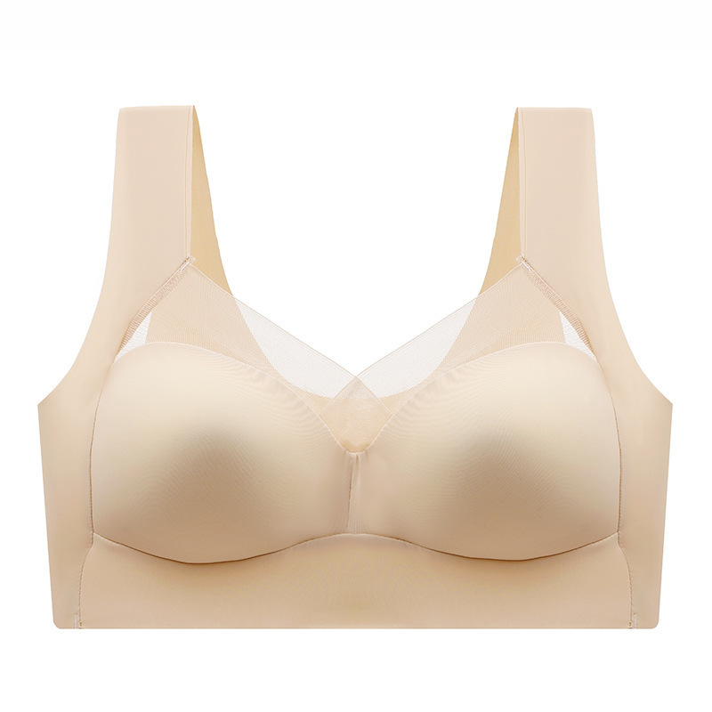 女性用薄氷シルクシームレス下着、プッシュアップ、たるみ防止、固定カップ、ワンピース、ノンワイヤースポーツブラ|undefined