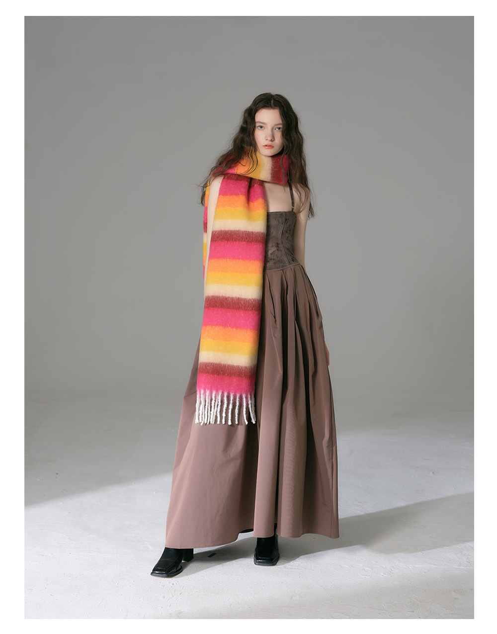 Sciarpa a righe dopamine donna imitazione cashmere morbido collo_voghion.com