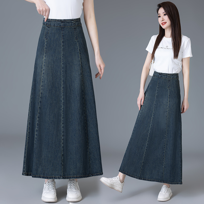 Summer thin long denim skirt