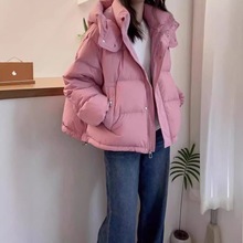 羽绒棉衣女秋冬短款2025韩版大码宽松棉服小个子连帽保暖休闲外套