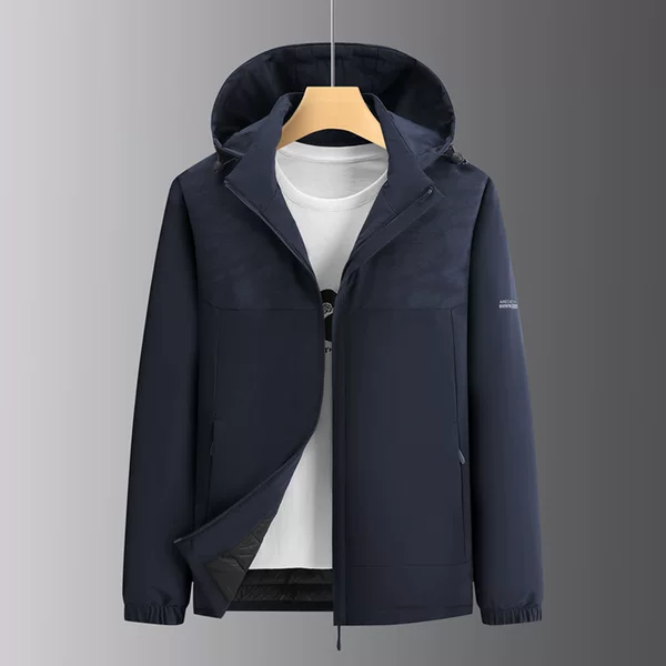 Autumn and winter hooded cotton jacket for men, warm cotton coat, waterproof, windproof, thickened lining, outdoor jacket