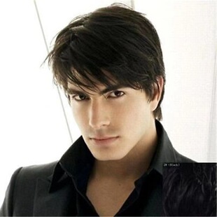Amazon Men's Short Straight Hair Natural Smooth Wig High Temperature Silk Chemical Fiber Wig Set Miss Rola Ready Stock