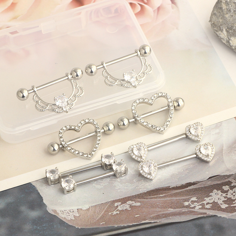 Nipple Ring Set Stainless Steel Star Body Piercing Jewelry Rose Gold detail image 9