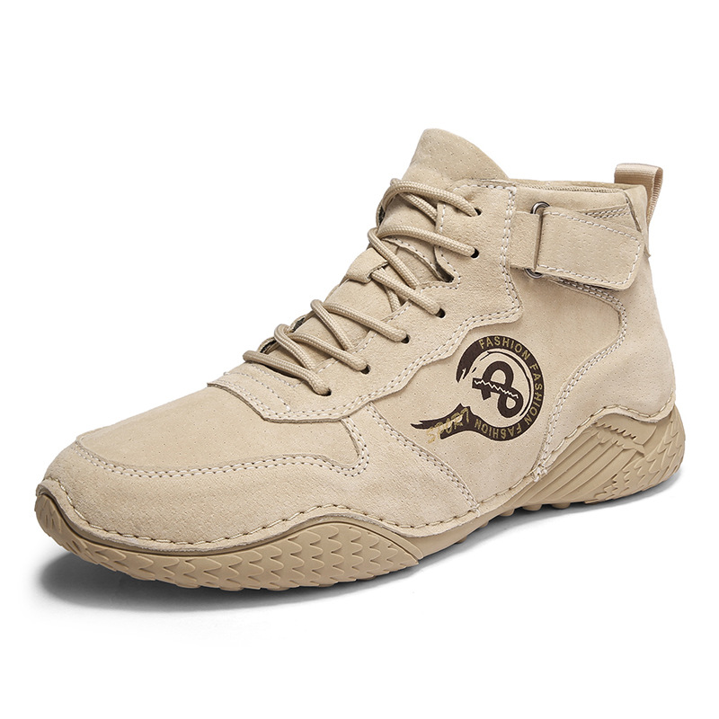 Men's Leather Casual Shoes, Large Size, Winter With Added Fleece For Warmth, Mid-Top Cotton Shoes, Outdoor With Wrapped_vogvips.com