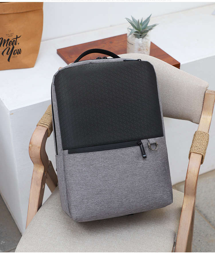 Business Casual Backpack Embossed Derm Fabric Usb Men's Backpack Backpack 15.6-inch Laptop Bag display picture 6