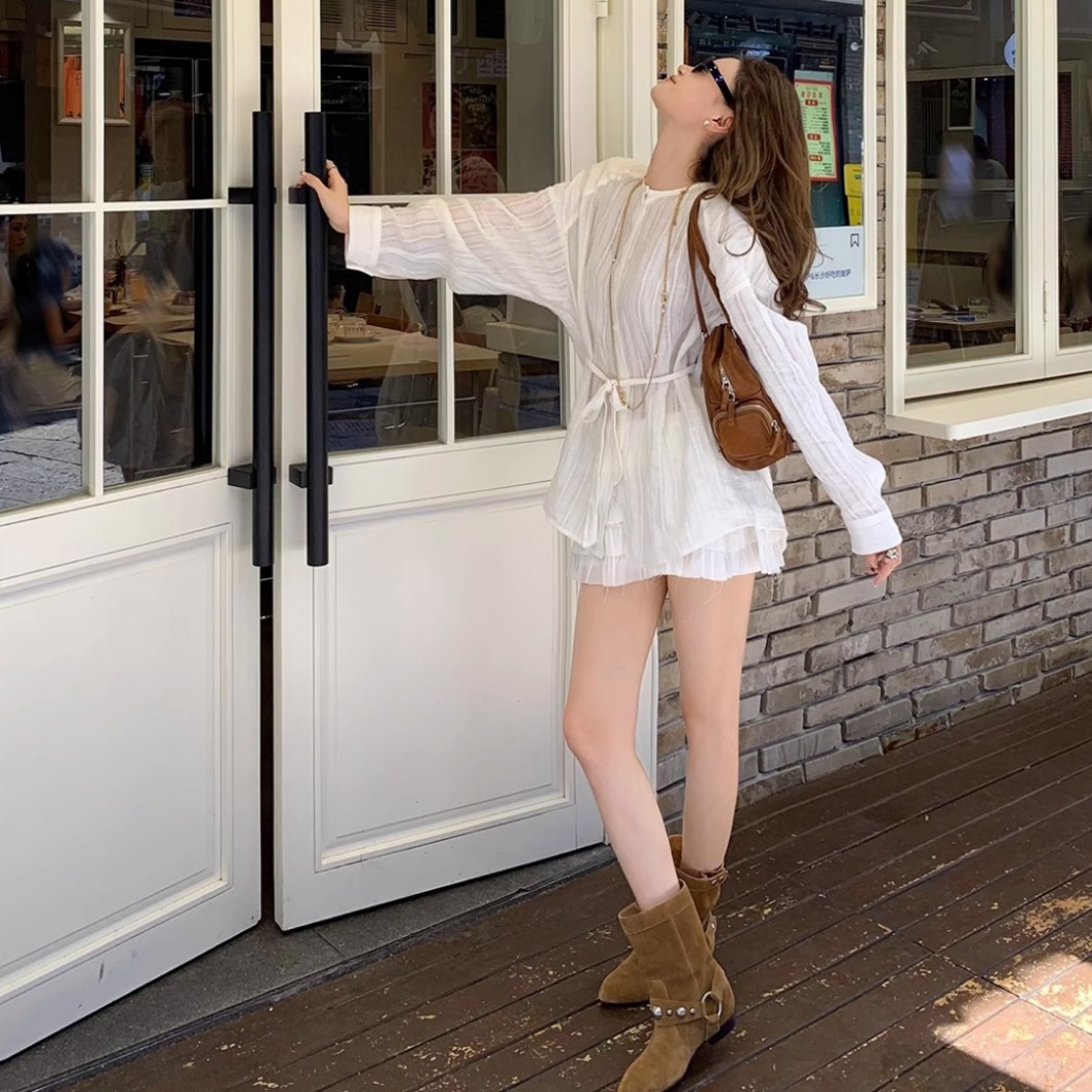 Sichuan Girl GD Edition Rivet Outdoor Autumn Coarse Heel Western Cowboy Short Women Martin Velvet Leather Pointed Boots_voghion.com