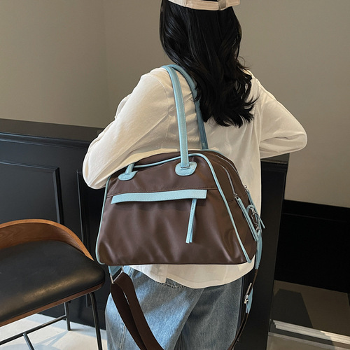 2025 New Fashion Minimalist Top Handle Travel Bag Large Capacity Retro Bag Personal Short Trip Shoulder Crossbody Business Bag