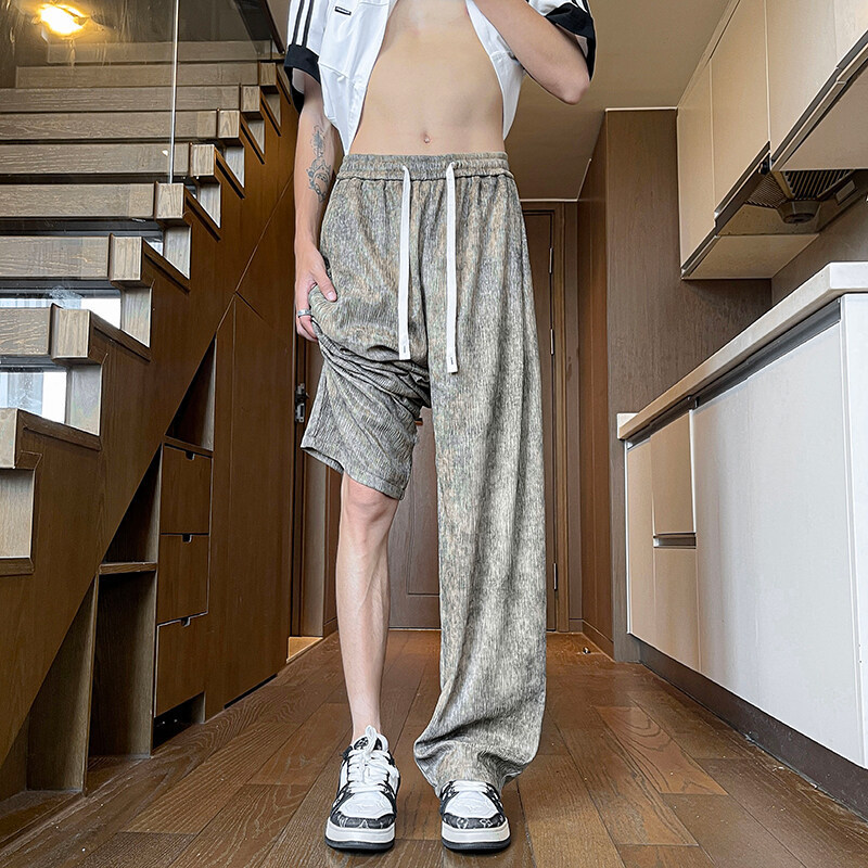 Textured Tie-Dye Dirty Pants Men's Thin American Retro Quick-Drying Ice Silk Pants Loose Breathable Air-Conditioned Cool Pants Textured Tie-Dye Dirty Pants Men's Thin American Retro Quick-Drying Ice Silk Pants Loose Breathable Air-Conditioned Cool Pants