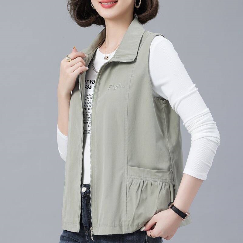 Middle-Aged Mom's Vest Jacket for Women, New Spring and Autumn Korean Style Casual Versatile Vest for Petite Figures, Outerwear Vest