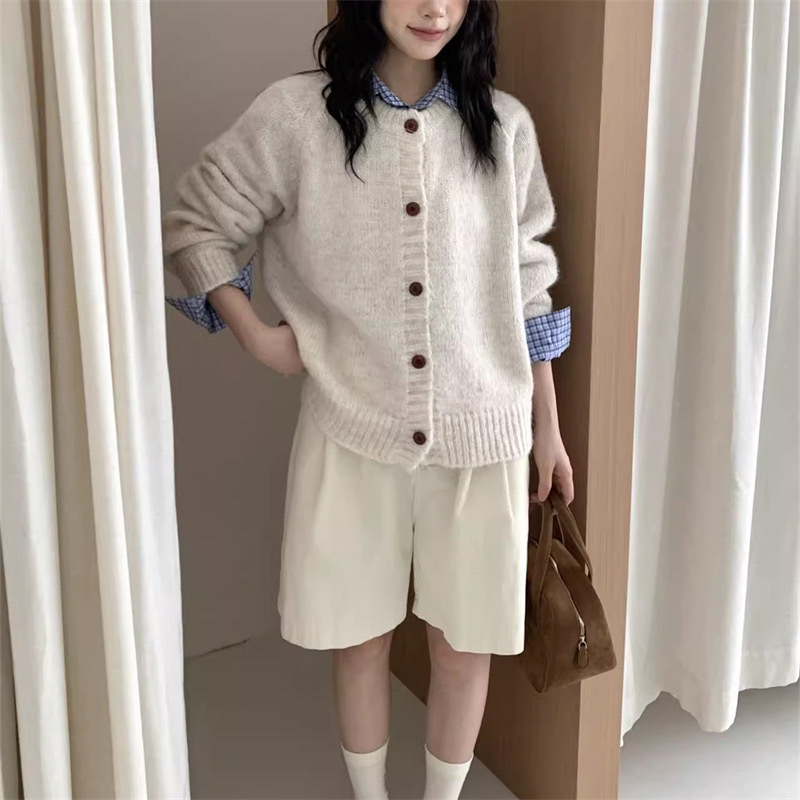 韩系穿搭针织毛衣外套女秋冬新款宽松慵懒风设计感外穿针织开衫女|undefined