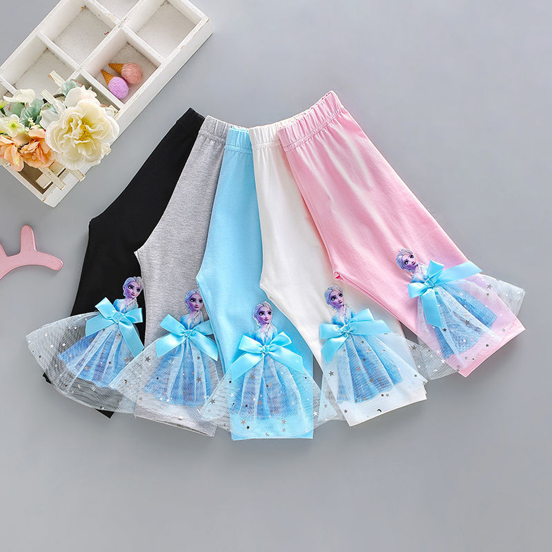 New Frozen Leggings Elsa Girls Summer Outer Pants Kidsren's Summer Cropped Pants Girls Pants Summer