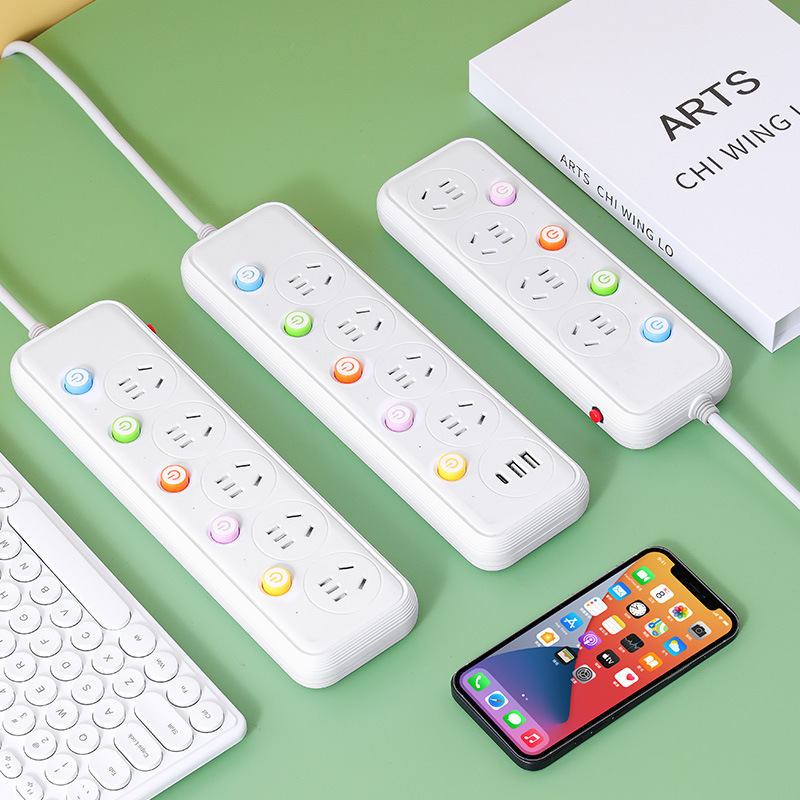 多孔独立多开关排插分控长线插座USB带线插线插排接线板独立分控