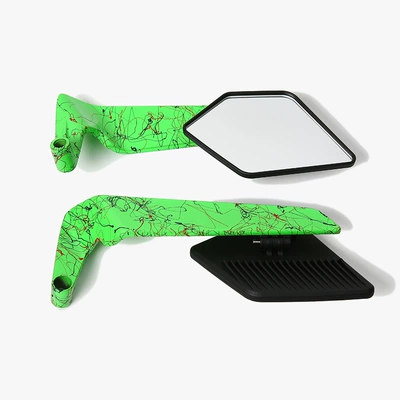 Motorcycle rearview mirror Bike, Sports Car Modification, Fixed - art-pattern-black-mirror-case-green