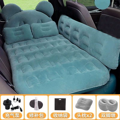 Split Without Obstructions – Vehicle-mounted inflatable bed - panda-head-protector-navy-luxury-long-protector-double-storage-piers-pillow-electric-pump