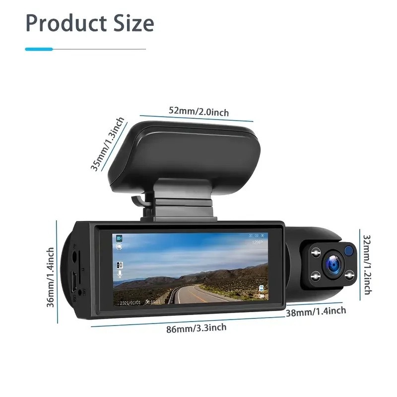 Cross-border M8 Dash Cam 1080P HD Night Vision Dashboard Front Interior Rear Triple-Camera Recorder