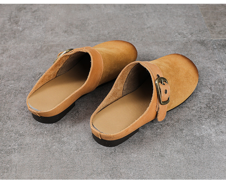 Dép sandal nữ da bò thật quai chữ V đế bệt mùa hè — màu sắc chi tiết 12
