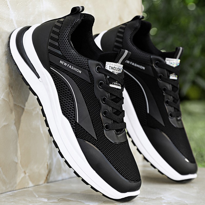 Zapatos Deportivos de Primavera para Hombre, Nuevos Zapatos Casuales de Cuero Impermeables Antideslizantes Negros para Hombre, Zapatos Deportivos para Correr para Hombre
