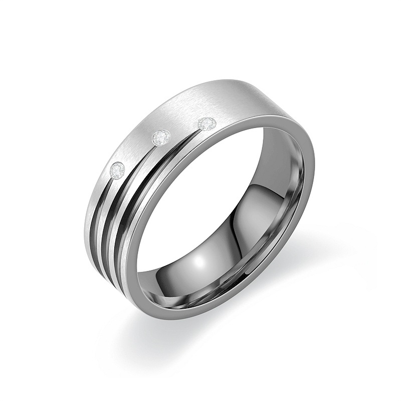 Geometric Pattern Titanium Steel Rhinestones Geometric IG Style Rings For Unisex
