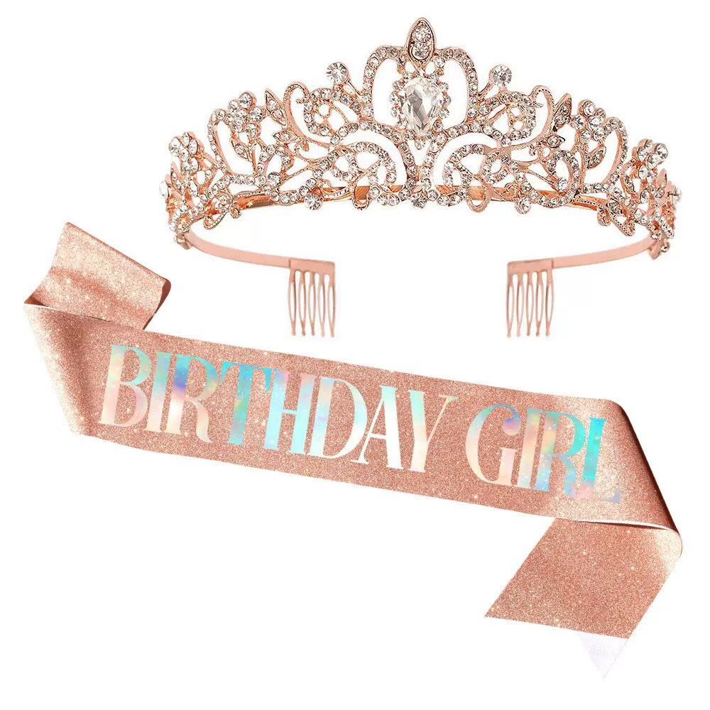 Европейско-американский набор на день рождения: наплечная лента-корона BIRTHDAY QUEEN/GIRL, праздничный набор