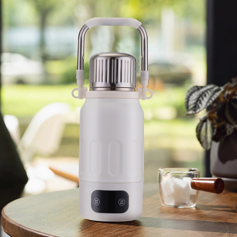 Ventas calientes de calentamiento inteligente de control de temperatura hervidor de agua de alta capacidad 304 taza de aislamiento de acero inoxidable una cubierta de doble uso portátil al aire libre