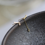 韩国K金批发部9K黄金AU375饰品不规则水滴简约耳钉509OK