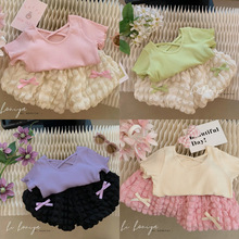 女童夏装套装新款女宝宝韩版时髦短袖小女孩花苞裤甜美夏季两件套