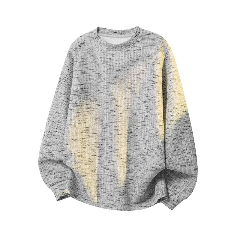 Langarmshirt aus Schneeflockengarn für Herren, trendige Frühlingsmarke, lockeres und lässiges Oberteil, gestrickte Basisschicht im amerikanischen Stil_voghion.com