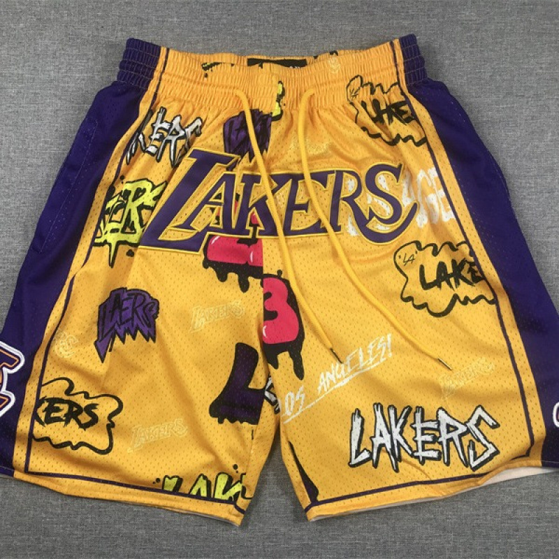 Pocket Pants Lakers Printed Graffiti Yellow Basketball Pants Lakers Casual Pocket Pants Cargo