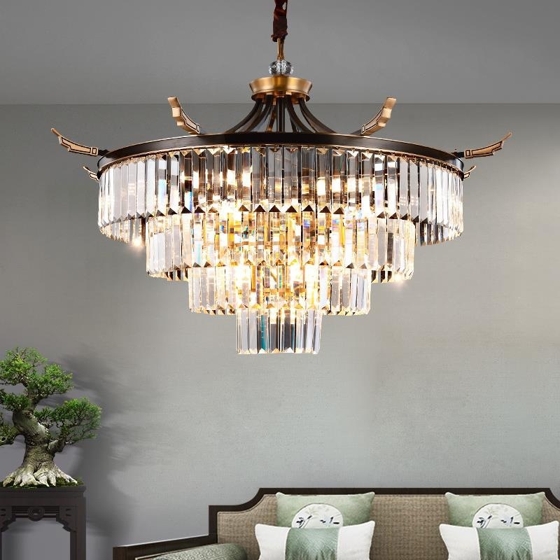 全铜法式水晶吊灯现代餐厅别墅酒店轻奢高级感水晶灯客厅吊灯批发