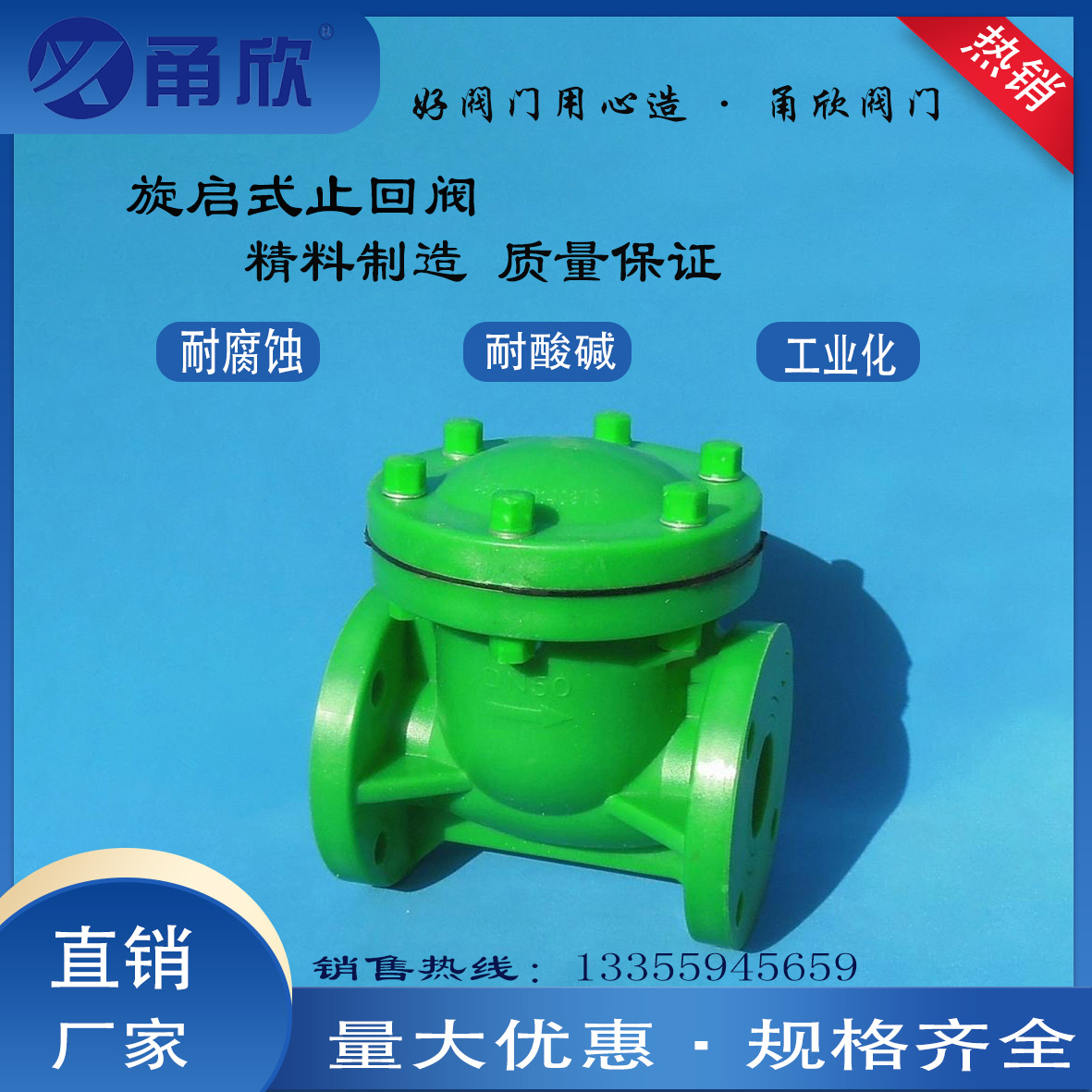 增强聚丙烯 旋启式止回阀 DN40-DN80 止回阀 防腐塑料 厂家直销
